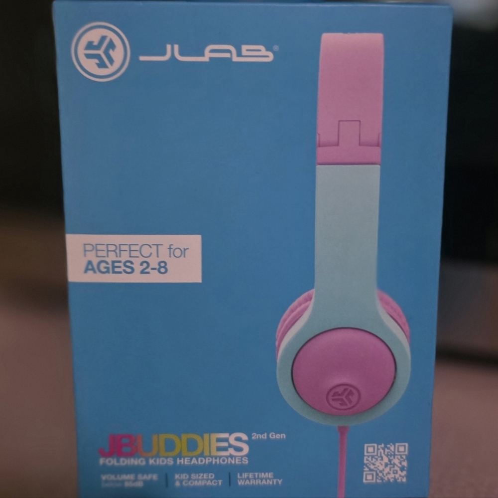 JLab JBuddies Kids Folding Headphones - Pink & Light Blue